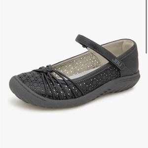 JBU Women's Gray Mary Jane Flats with Cutout Detail
